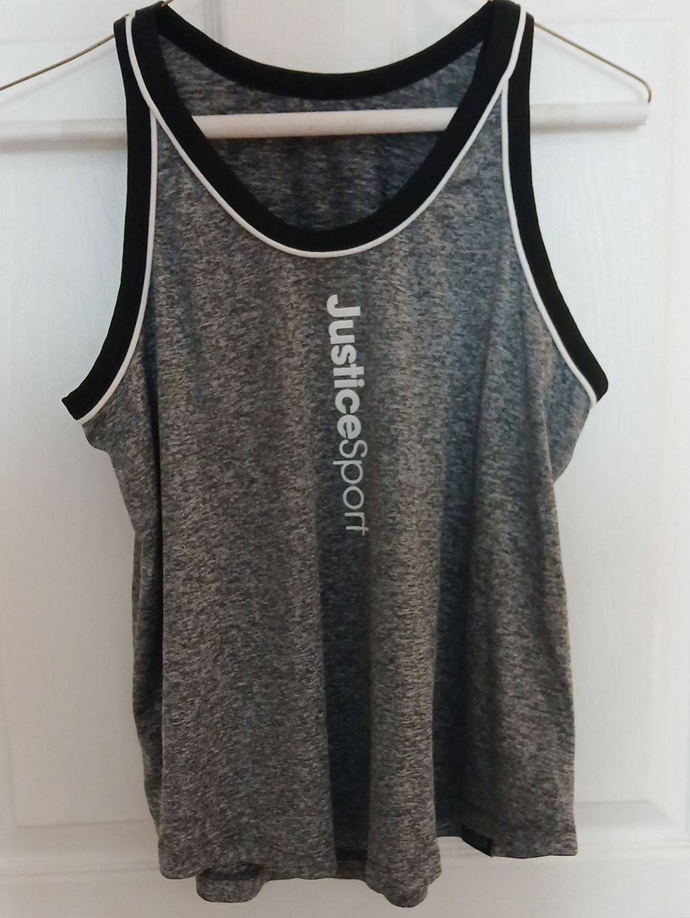 Justice Gray Heather Athletic Tank with Black Trim